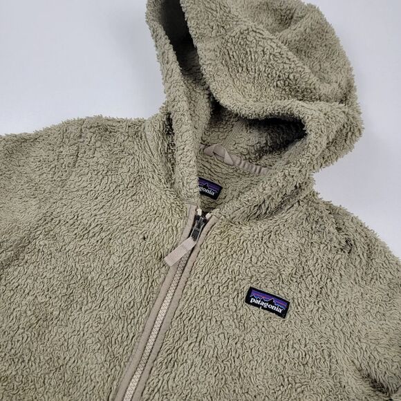 Patagonia Beige Sherpa Hoodie Jacket Size Large Full Zip - Picture 9 of 12
